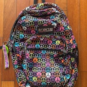 Jansport Trans Multicolor Peace Sign Backpack Hippie CLEAN